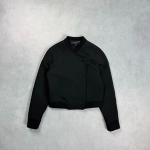 LOUIS VUITTON UNIFORM BLACK RIBBED CROPPED BUTTON DOWN BOMBER JACKET SIZE SMALL - Picture 1 of 8