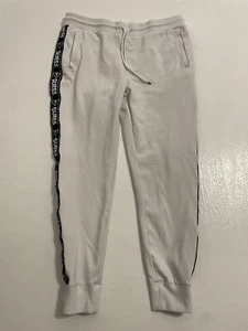Guess Los Angeles SZ M White Side Spell Out Stripe Drawstring Flex Joggers Pants - Picture 1 of 13