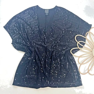 Clara Sun Woo schimmernde verzierte Bluse Damengröße MED hergestellt in den USA - Bild 1 von 8