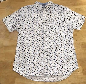 Ben Sherman Men’s Large Stretch Button Down Guitar Print Shirt Rock N Roll - Picture 1 of 11