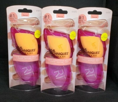 Real Techniques Miracle Complexion 海绵 + 旅行海绵盒 01974(3 件装)  — 第 1/4 张图片