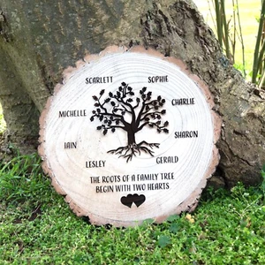 Personalised Large 30cm 5th Wedding Anniversary Two Hearts Family Tree Large En - Picture 1 of 2