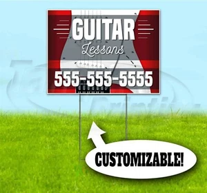 GITARRENUNTERRICHT INDIVIDUELL PH# 18x24 Yard Schild MIT PFAHL gewellter Bandit USA MUSIK - Bild 1 von 4