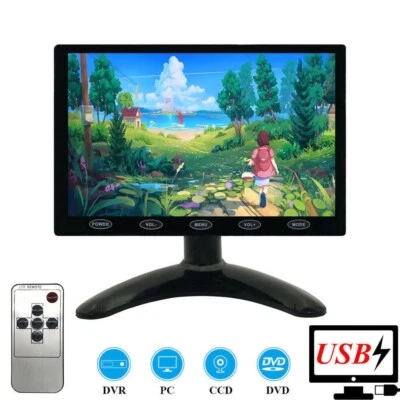 USB Power Monitor 7" LCD CCTV HD PC Screen Dual HDMI AV/RCA/VGA/SD for DSLR - Image 1 of 4