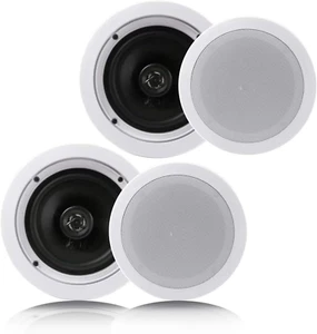 Pair 6.5” Flush Mount In-Wall In-Ceiling 2-Way Home Speaker System Spring Loaded - Picture 1 of 8