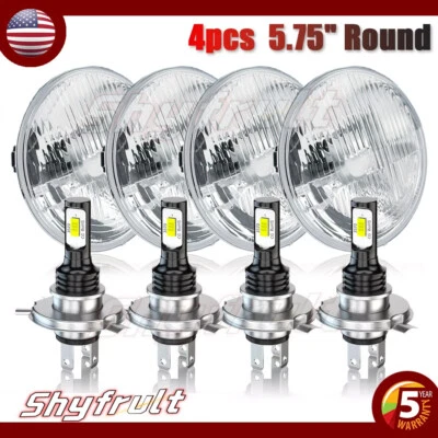 4PCS 5.75 5-3/4" LED Headlights HiLo Beam For Cadillac DeVille Calais 1962-1974 - Image 1 of 4