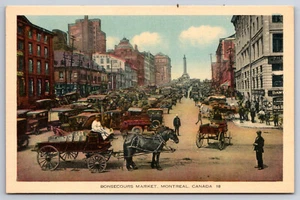 A809 De Colección Postal Bonsecours Market Montreal Canadá Caballo Dibujado Buggy Grava - Imagen 1 de 2