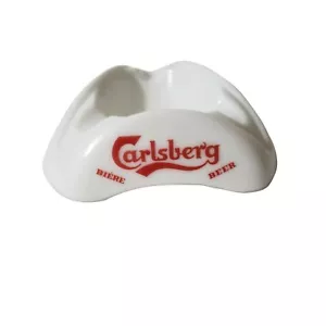 Carlsberg Beer Ashtray White Opalex Made In France - Picture 1 of 5