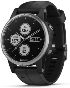 Garmin 010-01988-10 fenix 5 Plus Multisport GPS-Smartwatch, silber mit schwarzem Band - Bild 1 von 2