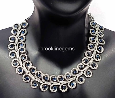 Blue Topaz Gems Silver Plated Ethnic AD CZ Bridal Jewelry Earrings Necklace NK - Imagem 1 de 4