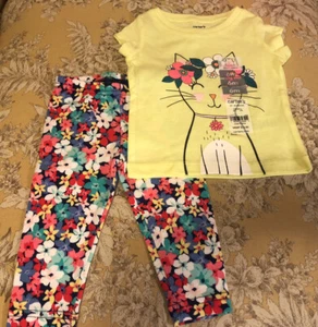Neu mit Etikett Carter’s 2-teiliges Set aus Blumenleggings und Katze 6 Monate - Bild 1 von 3