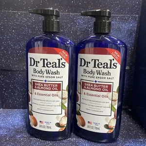 2X Dr Teal's 24 Oz Shea Butter & Almond Body Wash - Essential Oils - Picture 1 of 3