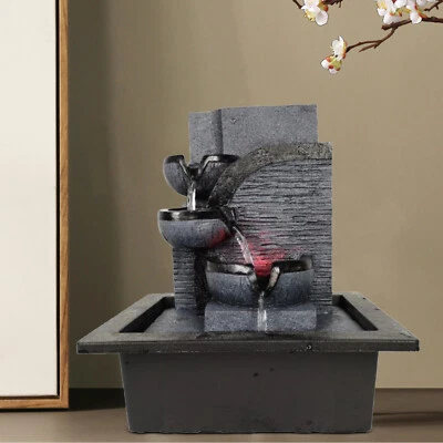 Indoor Fountain with LED Lighting Table Fountain Water Fountain Decoration Resin - Image 1 of 4