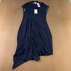 H Halston Women's Size XS Medieval Blue Short Sleeve Gathered Sheath Dress NWT - Picture 1 of 9