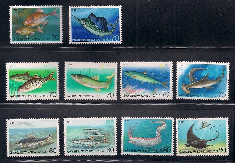Korea   1985-87     Sc # 1414-23     Fishes Series - I     MNH - Image 1 of 1