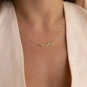 Personalized Name Necklace, Custom 18K Gold Plated Necklace, Dainty Necklace - Picture 1 of 7