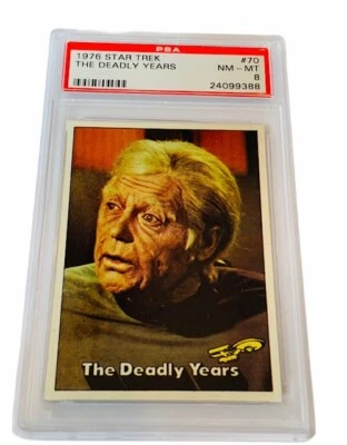 Star Trek Trading Card Captains Log 1976 Topps PSA 8 Deadly Years Bones Mccoy sp - Image 1 of 3