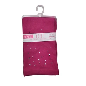 NEW The Childrens Place Girls Full-Length Leggings Large 10-12 Pink Rhinestones - Picture 1 of 4