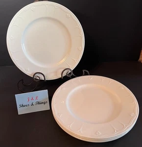 Lenox Casual Elegance Set Of (5) Dinner Plates 10 7/8” Cream Embossed Scrolls - Picture 1 of 14