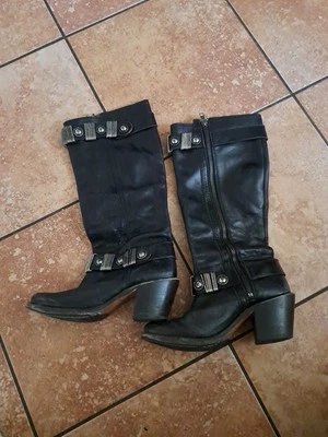 Frye Baile Cowboy Western Women's 6B Leather Boots In Black Color Made In Mexico - Image 1 of 4