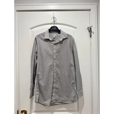 Camisa de vestir Bar III para hombre ajustada elástica con botones blanca negra patrón M Foto 1 de 3