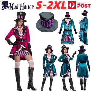 Mad Hatter Costume Alice in Wonderland Cosplay Fancy Dress Book Week Halloween - Picture 1 of 17