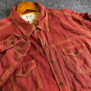 Ryan Michael Mens Shirt XXL Red Silk Linen Blend Pearl Snap Western Cowboy Rodeo - Picture 1 of 11
