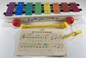 Vintage Fisher Price Pull Along Xylophone Comes With Mallet and Music Sheet 1978 - Picture 1 of 11
