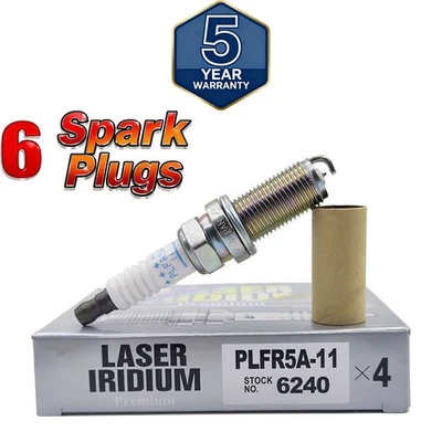 Set of 6 - NGK PLFR5A-11 SPARK PLUG LASER PLATINUM (6240) FOR Nissan Suzuki - Image 1 of 4
