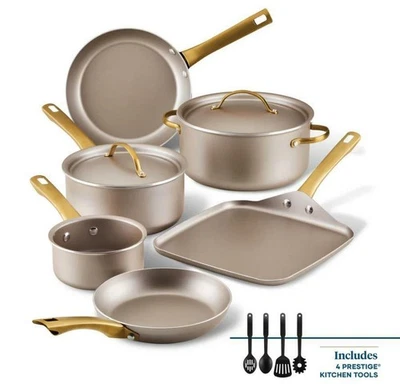 Conjunto de panelas antiaderentes Farberware Radiant 12 peças panelas e frigideiras duráveis preto - Imagem 1 de 4