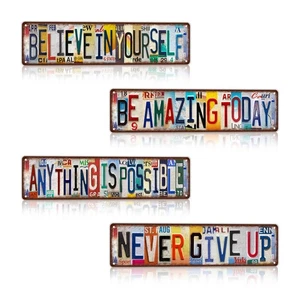 Vintage Street Sign Wall Decor Bathroom Metal Tin Signs 4 PCS - Anything is p... - Foto 1 di 5