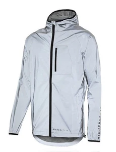 HIGHERSTATE Mens Silver All Over Reflective Hooded Running Jacket Medium BNWT - Picture 1 of 3