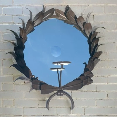 Global Views бронзовый лавровый венок подсвечник зеркало вогнутый центр классический - Изображение 1 из 4