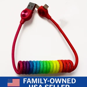 Buy One GET 1 FREE Rainbow Triple Charging Cable – USB-C, Micro-USB,  - Picture 1 of 6