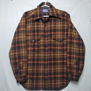 Vintage Pendleton Field Shirt Size M Brown Plaid 100% Virgin Wool Made in USA - Picture 1 of 3
