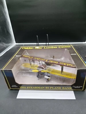 1932 Stearman Bi-Plane Bank Golden Rule Lumber Center Diecast Airplane 1st Ed. - Image 1 of 4