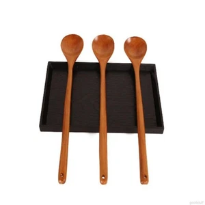 Cucchiai in legno manico lungo cucchiaio dessert caffè tè miscelazione stoviglie - Foto 1 di 14