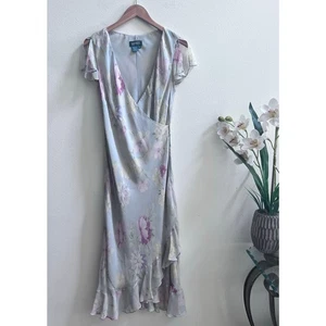 Lauren Ralph Lauren 100% Silk Ruffle Wrap V-Neckline Evening Cocktail Dress Sz 6 - Picture 1 of 8