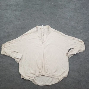 Lapis Shirt Womens Medium Beige Tunic Blouse Sheer Long Sleeve V Neck Ladies - Picture 1 of 10