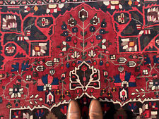 7x10 VINTAGE RUG HANDMADE ANTIQUE HAND-KNOTTED red blue clean oriental 6x9 8x10