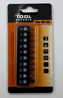 Juego de brocas de herramientas 10 piezas Torx T5 - Torx T30 para destornilladores y taladros a batería - Imagen 1 de 4