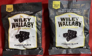 Wiley Wallaby Classic Black Licorice Soft & Chewy Candy Lot of 2 New 4 oz Bags - Picture 1 of 8