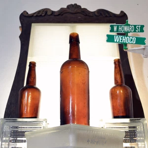 Antique Amber Brown Whiskey & Beer Ale Bottles Approximately 11.25" & 8.5" T - Picture 1 of 11