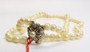 Catena di perle donna bianca oro bianco 14k chiusura - L. 370 mm - Foto 1 di 4