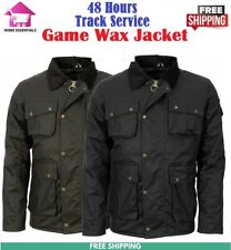 Mens Game Utilitas II Wax Jacket Coat Multi pocket Zip Up High Quilted S - 2XL