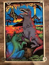 Vintage Dinosaur Black Light Velvet Flocked Poster 23" x 35" Velva Print