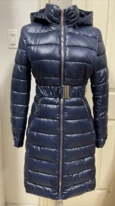 New Jacket Winter Coat Women Navy Blue Quilt Heated Women's Hooded Parka - Picture 1 of 10