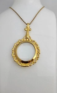 Vintage Joan Rivers Vergrößerungsglas goldfarbene Halskette - Bild 1 von 8