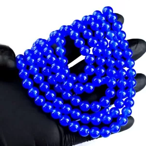 Schöne Halskette 5 Strang brillantester blauer Onyx 1028 kt Perlen VK 10 E674 - Bild 1 von 3