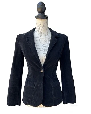 Blazer de colección Bisou Bisou negro de pana elástico hecho en EE. UU. para mujer talla 4 Foto 1 de 4